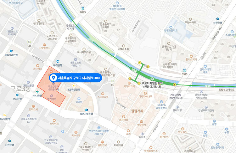 구로디지털지사 약도 서울특별시 구로구 디지털로 300 지밸리비즈플라자 11층